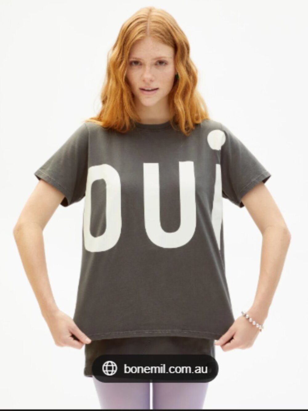 NWT Clare V. Original "Oui" Tee in Faded Black & Cream - Sz M